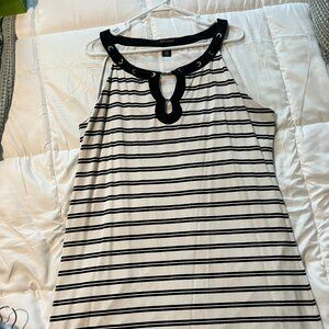 White house Black Market White and Black Striped tank Dress